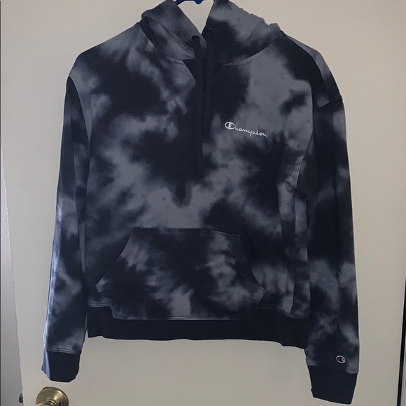 Gently Loved Champion Black Tie-Dye Unisex Hoodie - Picture 1 of 6